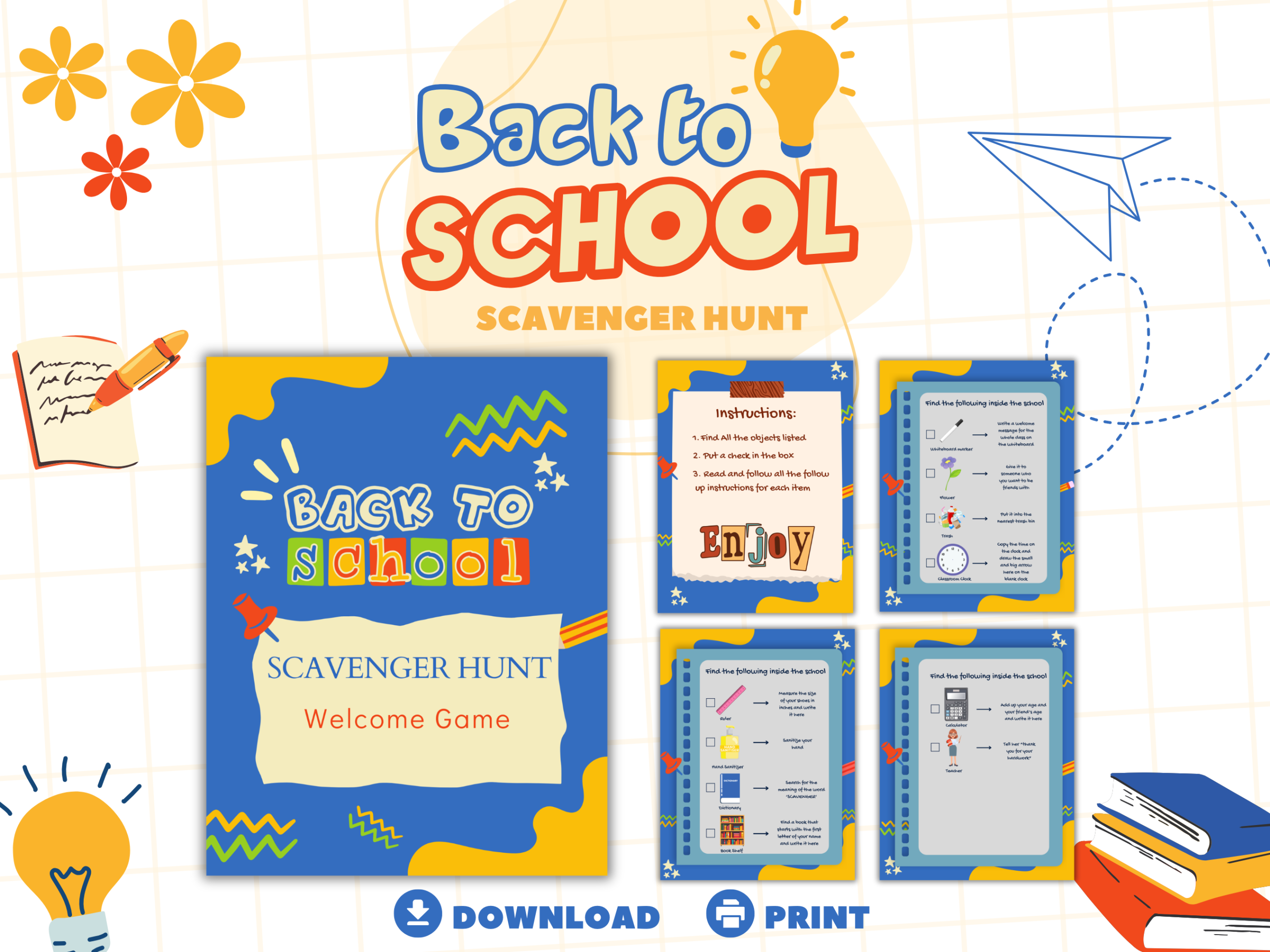 Back to School Scavenger Hunt printable PDF mockup