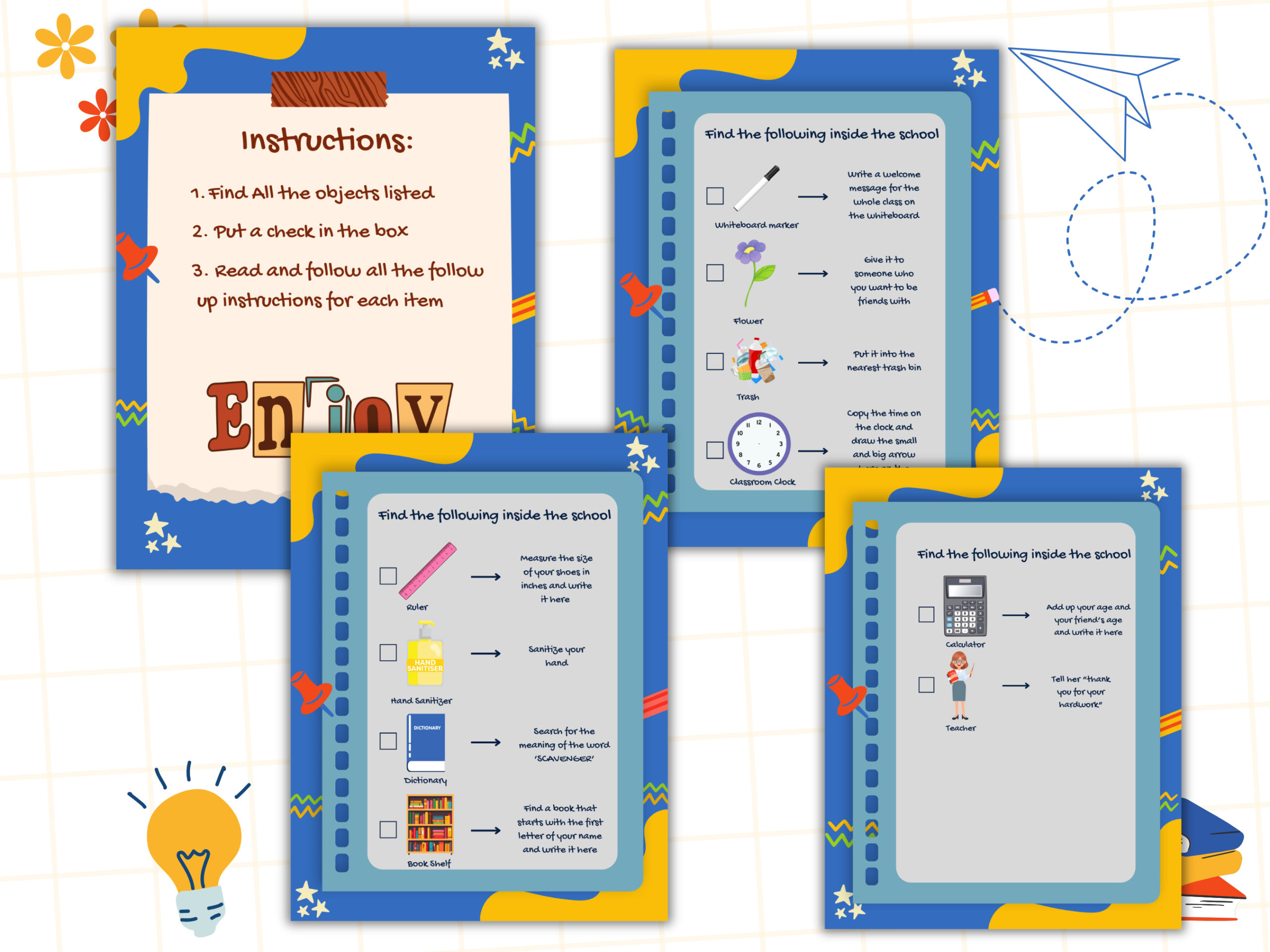 Back to School Scavenger Hunt printable PDF mockup