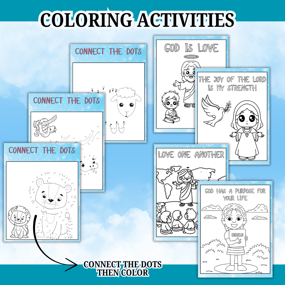 Bible activity sheets for kids printable mockup