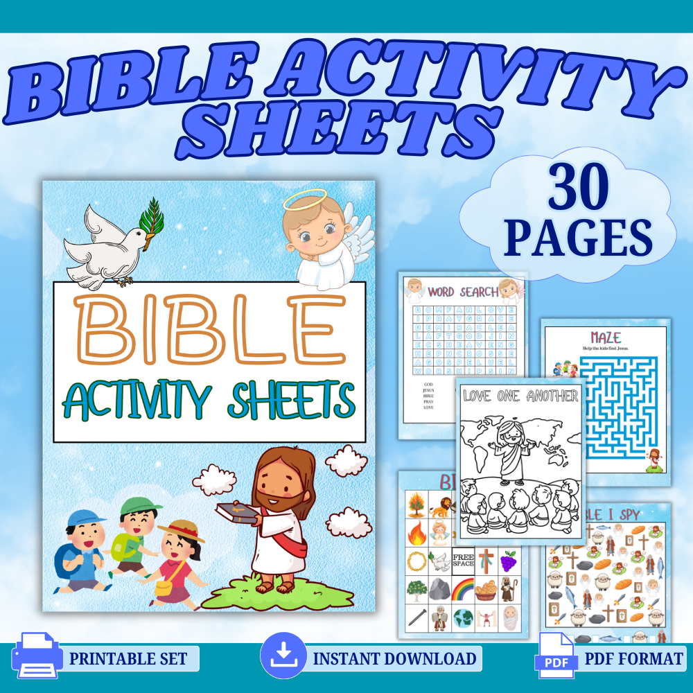 Bible activity sheets for kids printable mockup