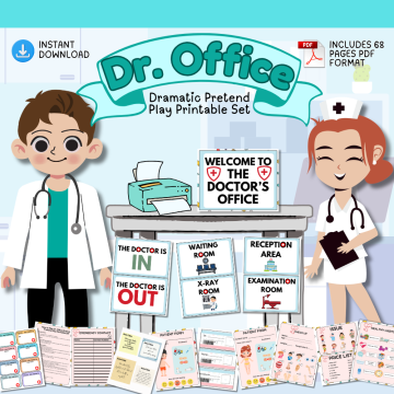 Preschool doctor office dramatic play center mockup