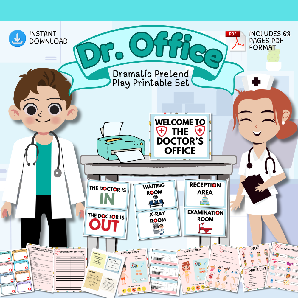 Preschool doctor office dramatic play center mockup