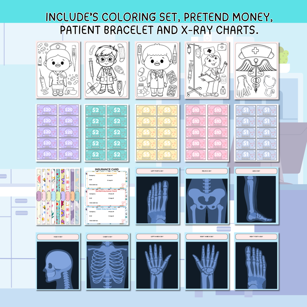 Preschool doctor office dramatic play center mockup