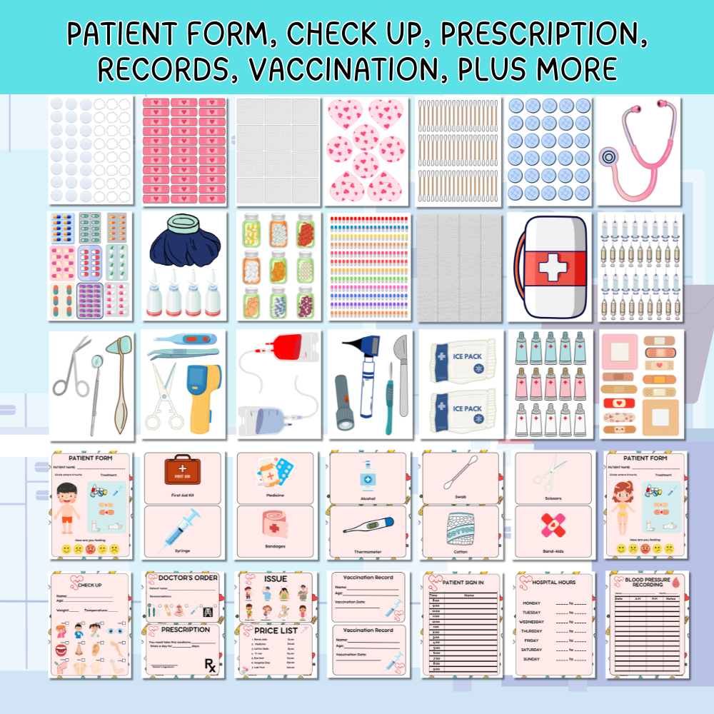 Preschool doctor office dramatic play center mockup
