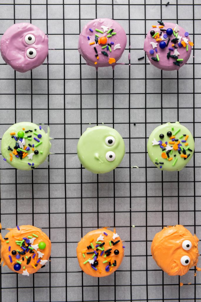 Oreos covered in Halloween sprinkles