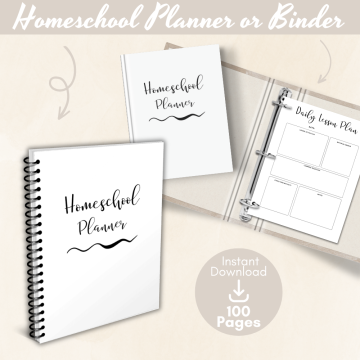 Neutral 100-page printable Homeschool Planner and Binder mockup