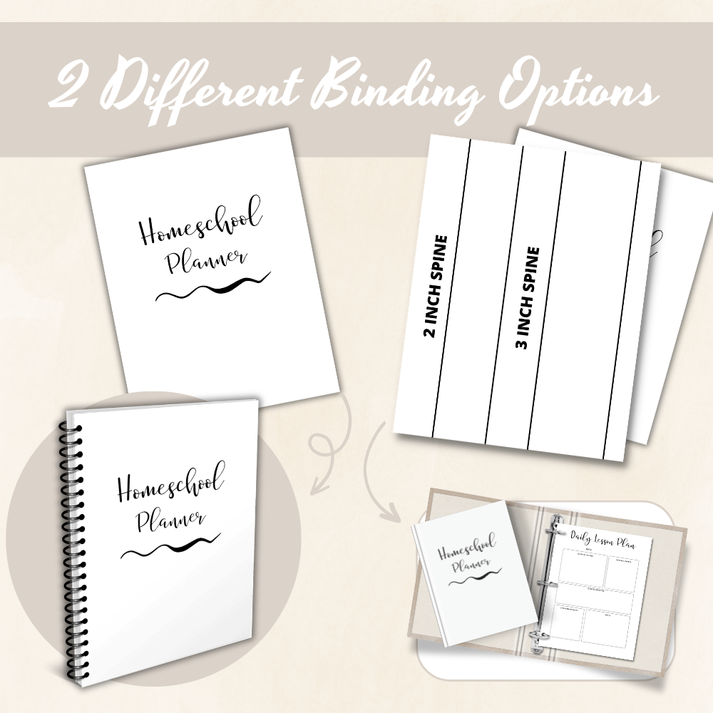 Neutral 100-page printable Homeschool Planner and Binder mockup