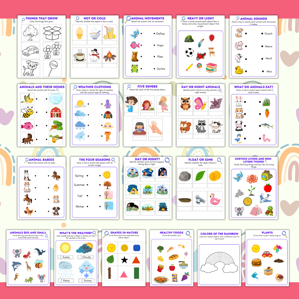 Kindergarten science worksheets printable mockup