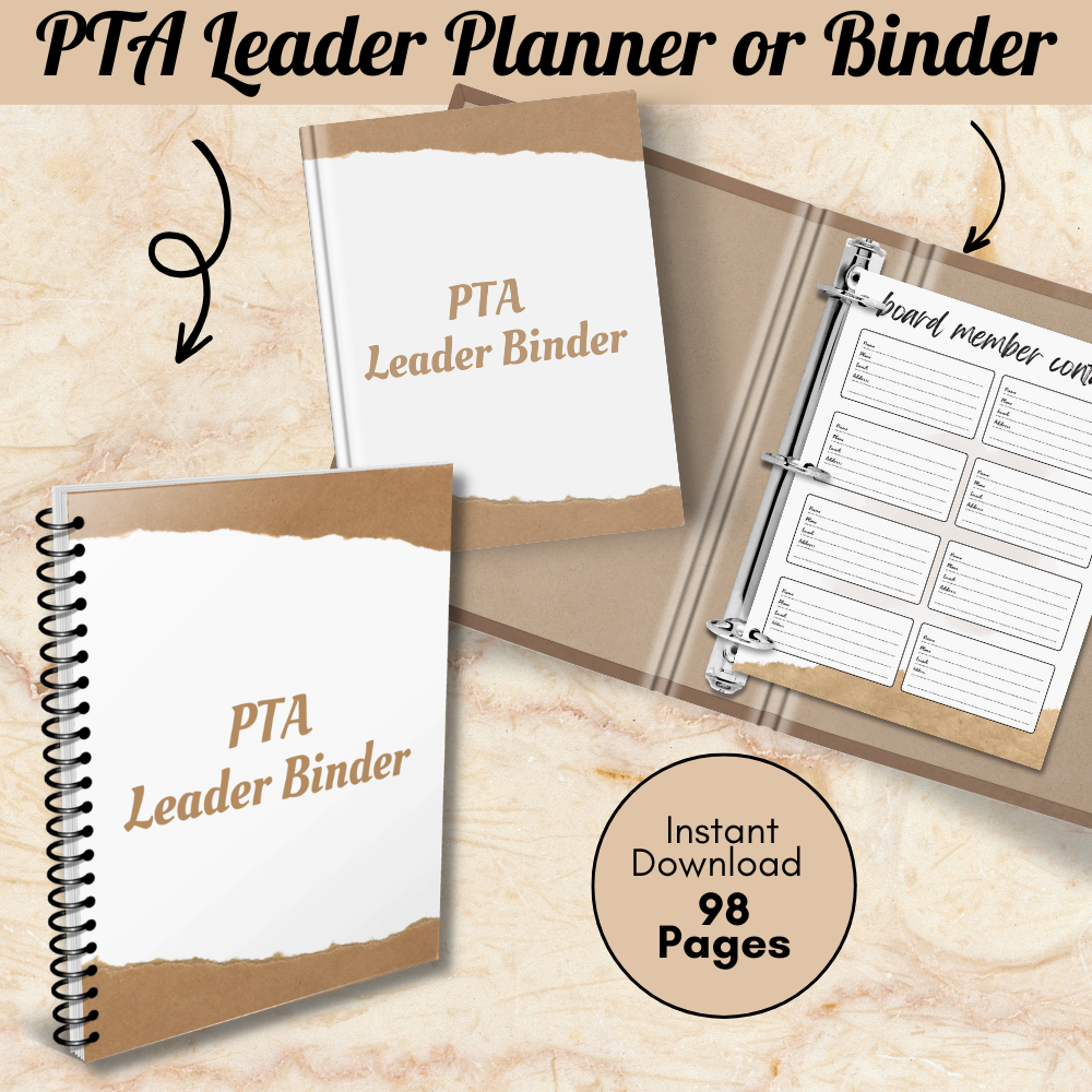 Parent teacher association planner mockups