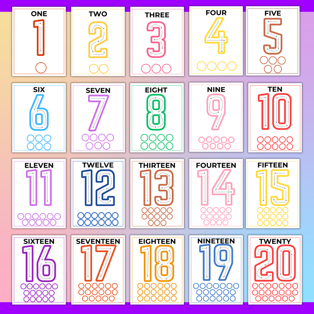 Printable play dough number mats mockup