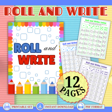 Roll and Write printable worksheets mockup