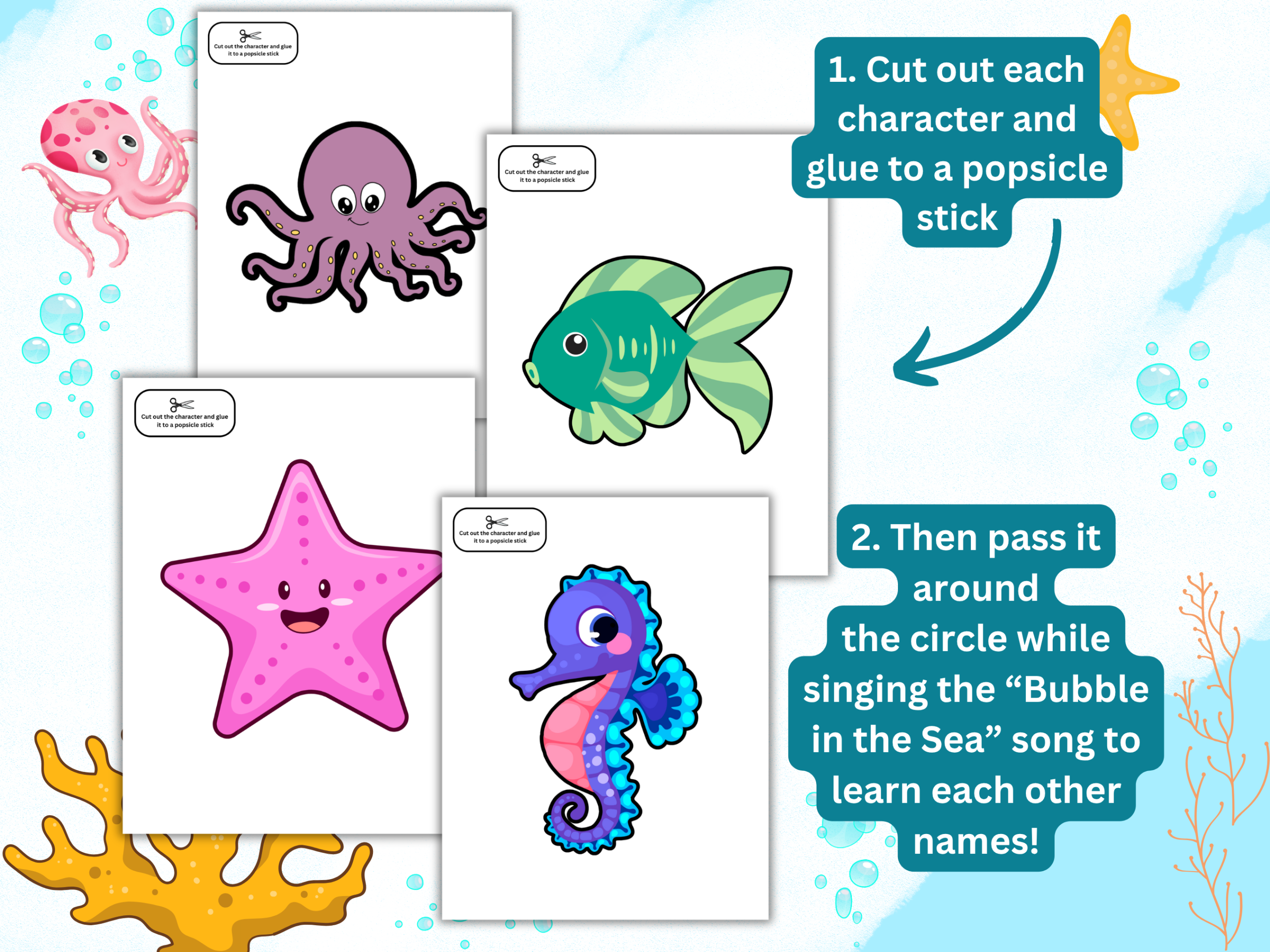 Bubble in the Sea preschool circle time printable mockup