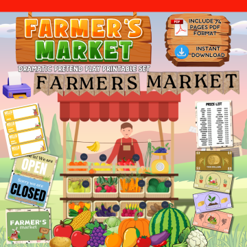 Farmers Market Dramatic Play printable set mockup