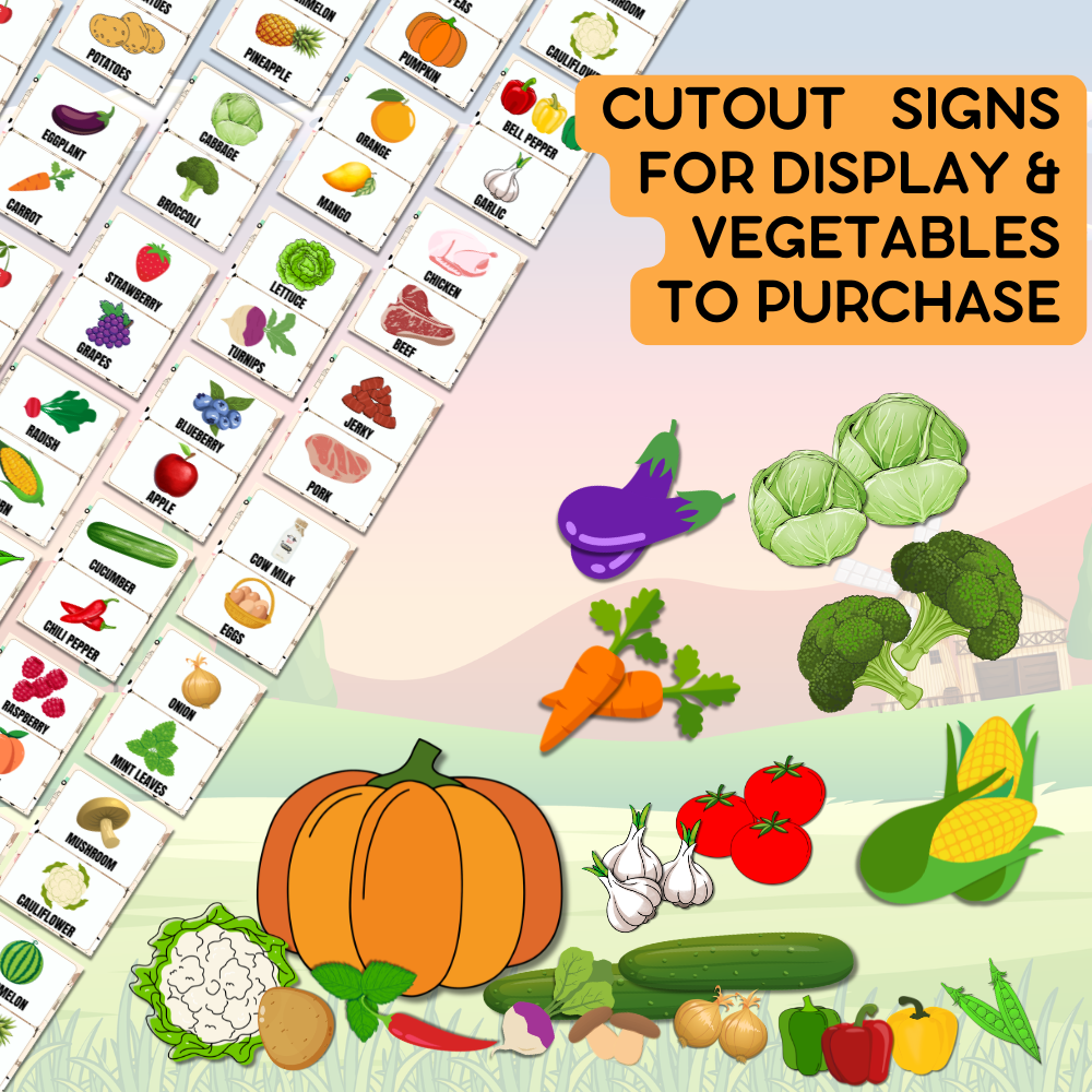 Farmers Market Dramatic Play printable set mockup
