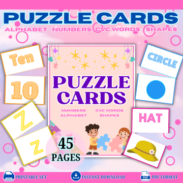 Printable alphabet puzzle cards mockup