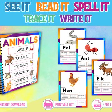 Animal Word Worksheets for Kids mockup
