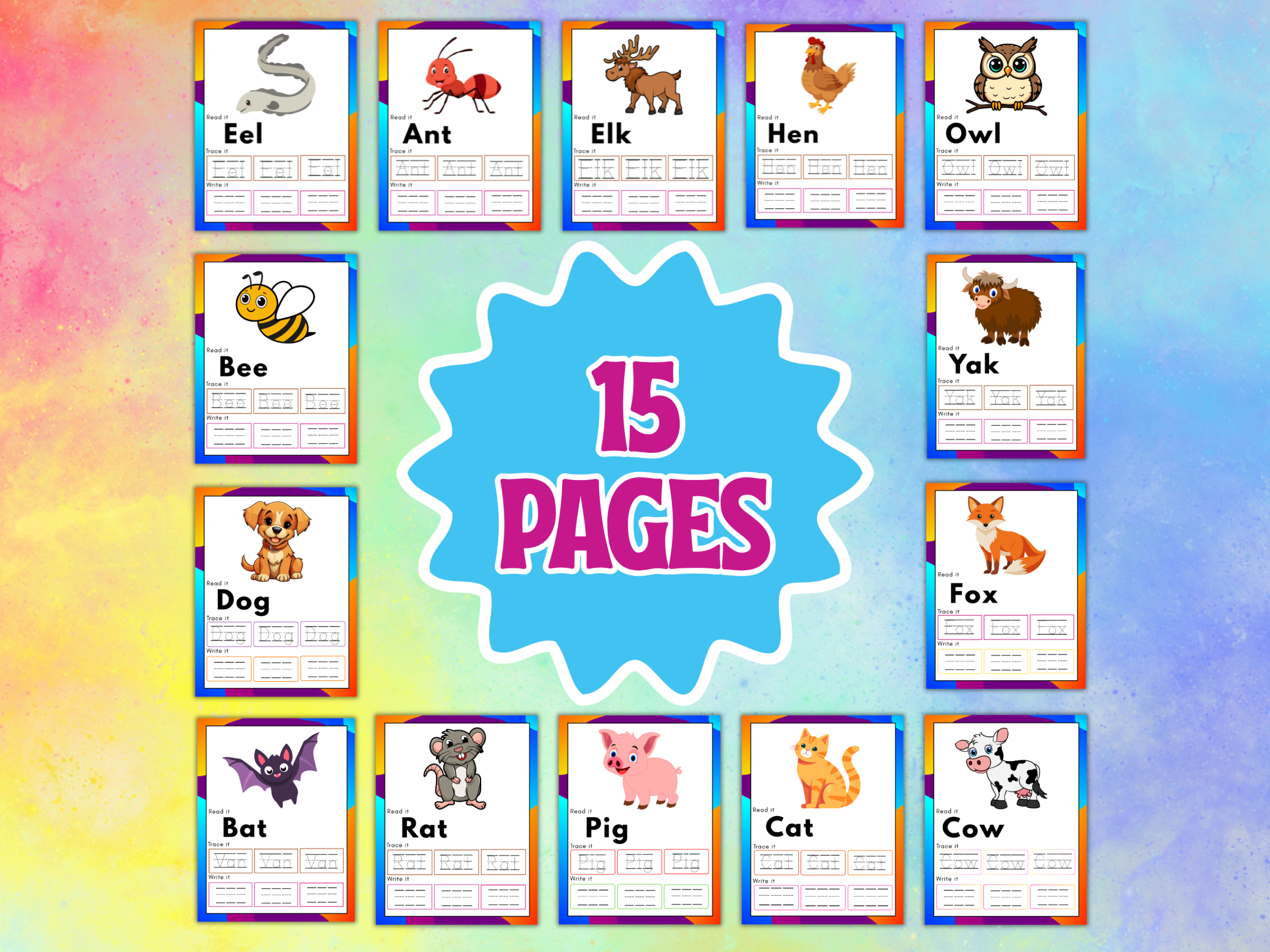 Animal Word Worksheets for Kids mockup