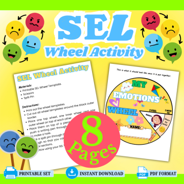 Printable SEL wheel activity for kids mockup