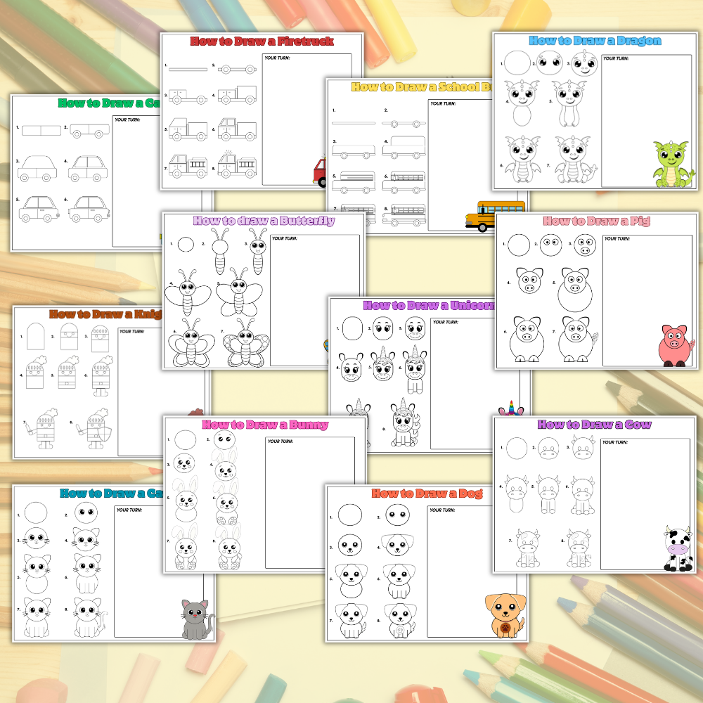 Step by step drawing worksheets for kids
mockup