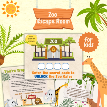 Zoo Escape Room printable for kids