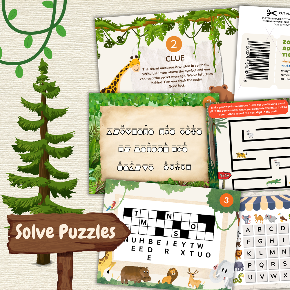 Zoo Escape Room printable for kids