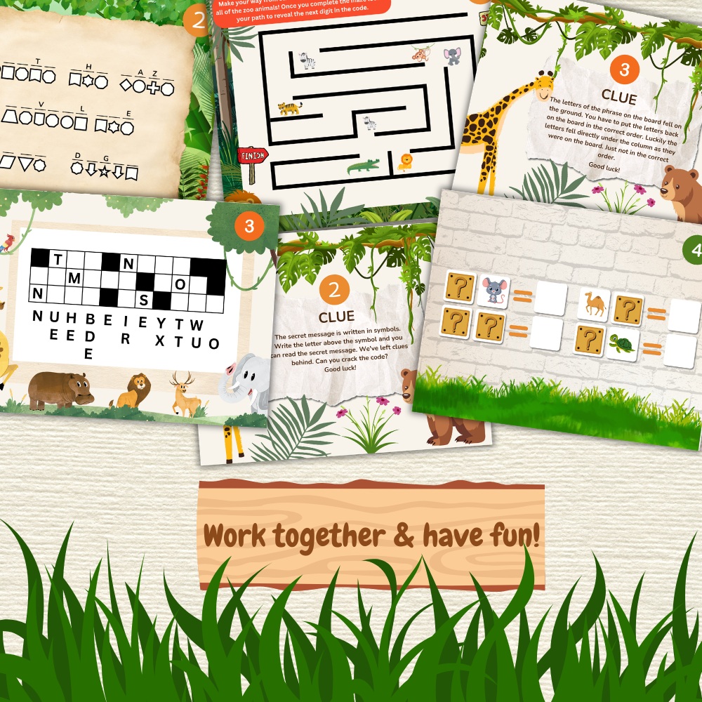 Zoo Escape Room printable for kids