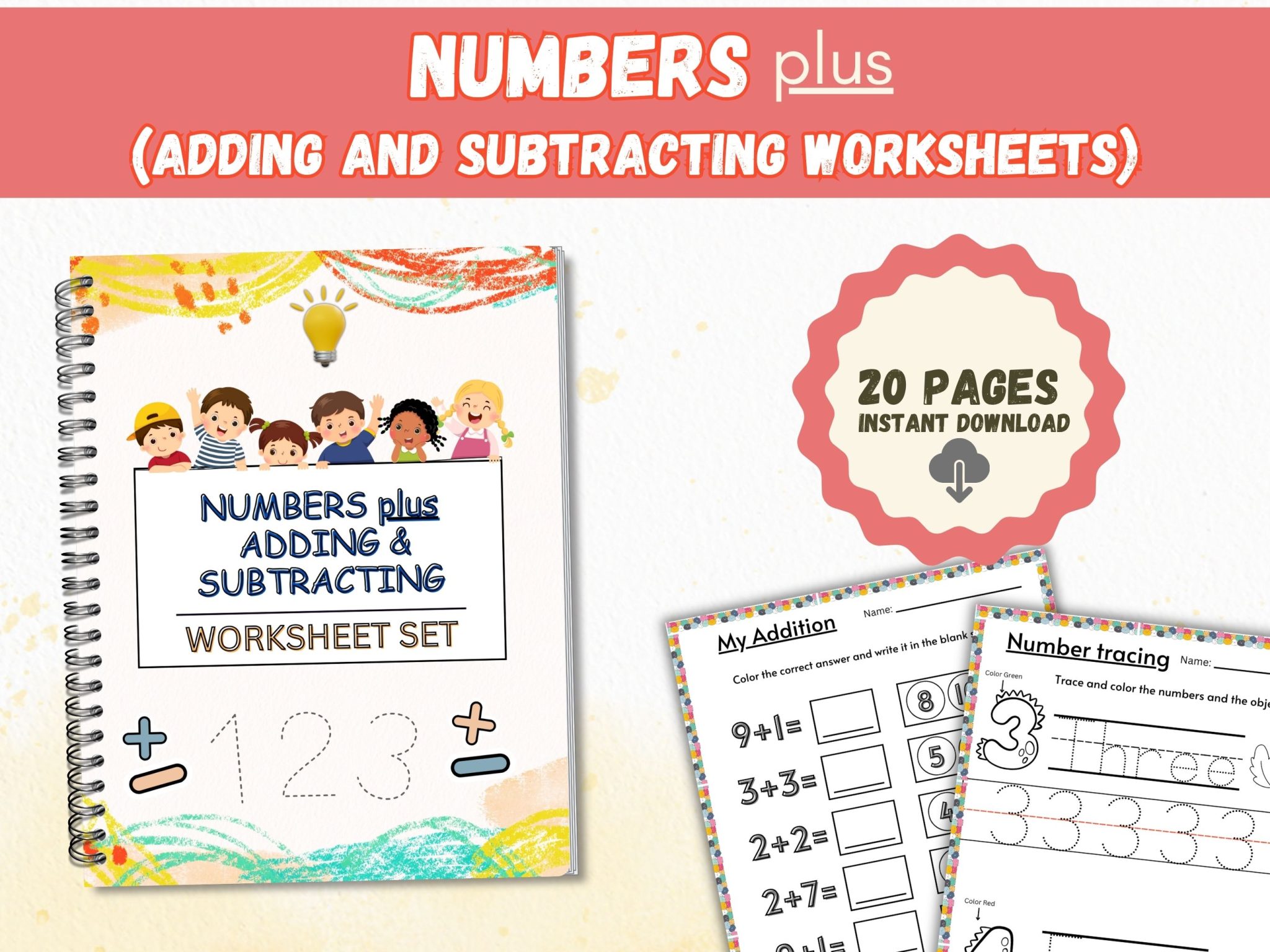 Free Numbers Plus Adding And Subtracting Printable - Our WabiSabi Life