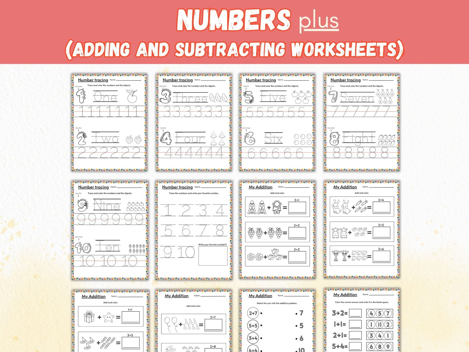 Free Numbers Plus Adding And Subtracting Printable - Our WabiSabi Life