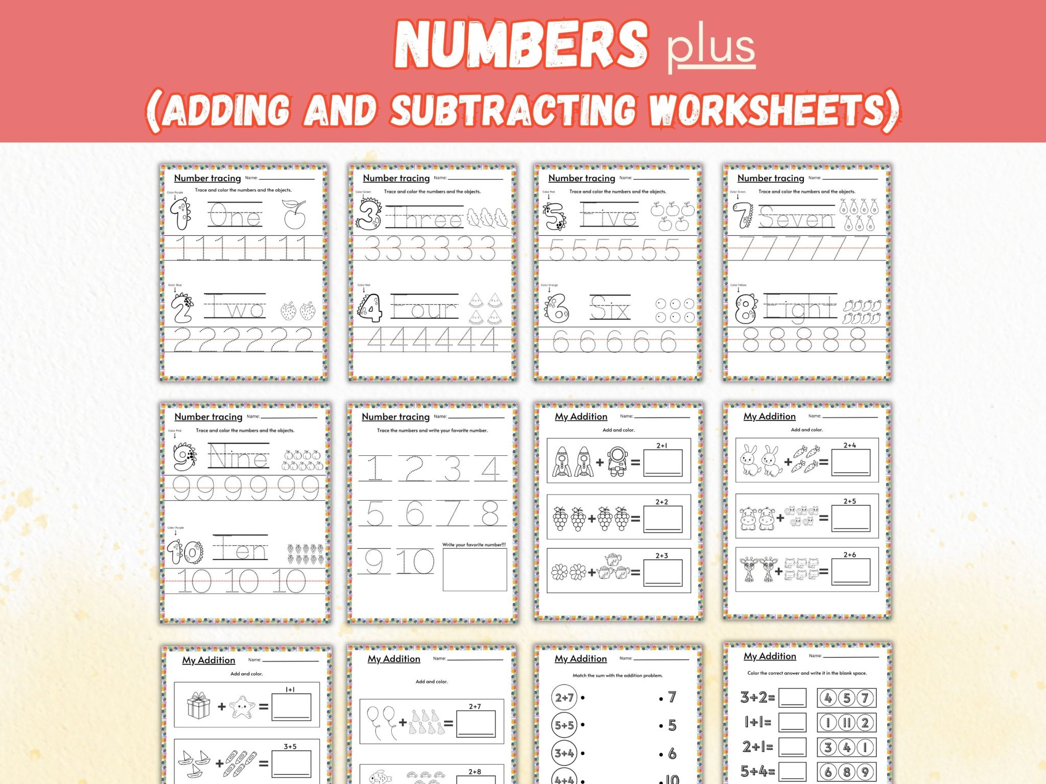 Free Numbers Plus Adding And Subtracting Printable - Our WabiSabi Life