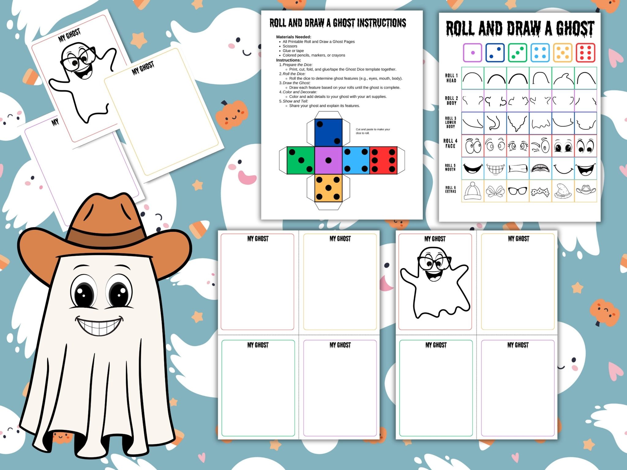 Free Roll And Draw A Ghost Printable - Our WabiSabi Life