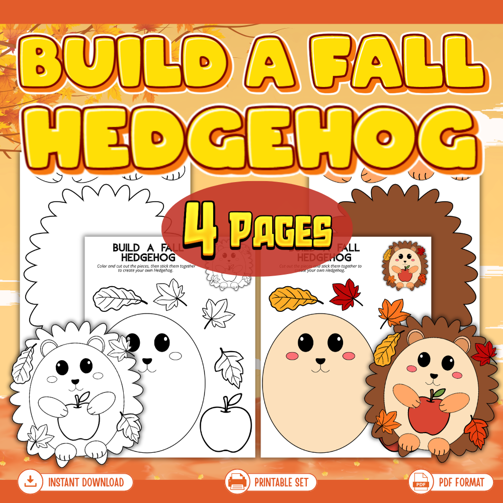 Build a Fall Hedgehog Printable Craft for Kids mockup