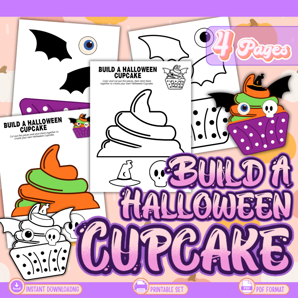 Build a Halloween Cupcake Printable Craft mockup