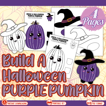 Halloween Purple Pumpkin Printable Craft for Kids mockup