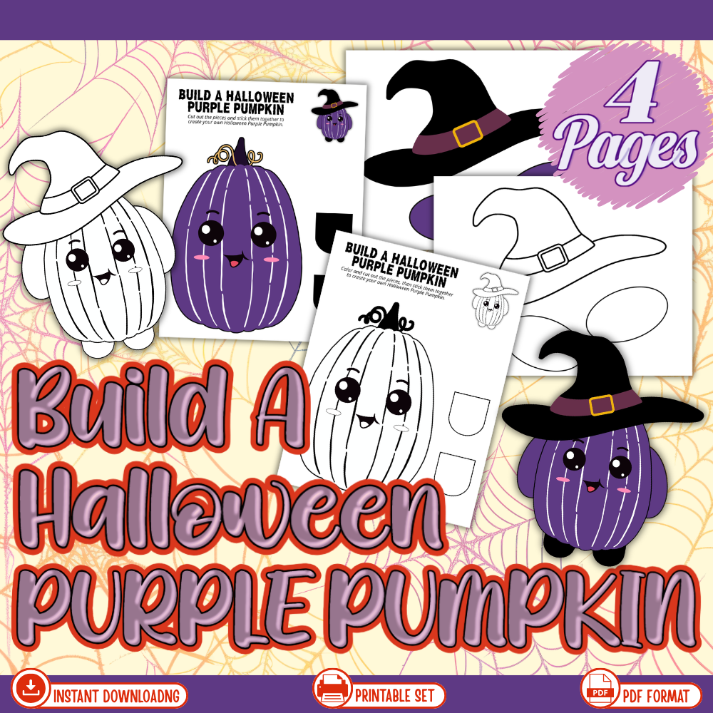 Halloween Purple Pumpkin Printable Craft for Kids mockup